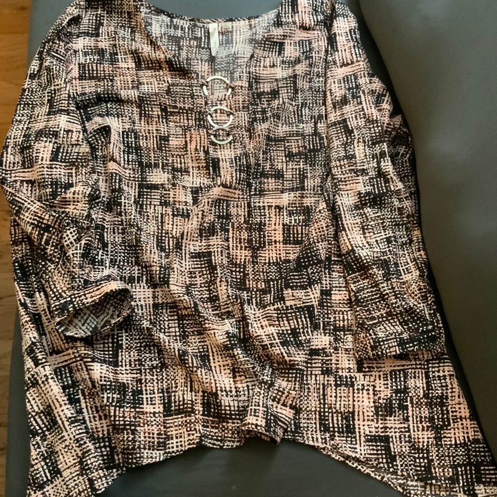 NY Collection long sleeve tunic with ring accents